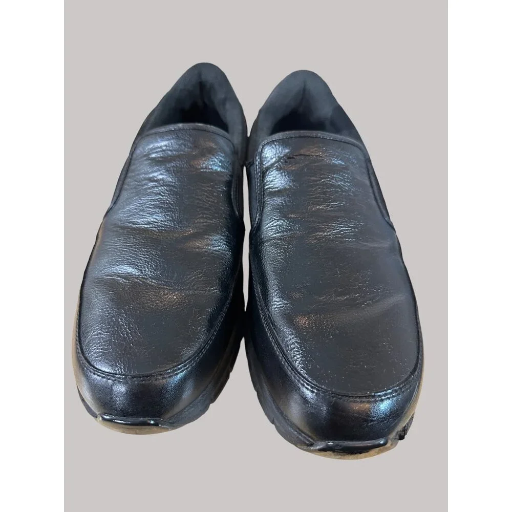 Skechers Size 12 Mens Black Synthetic Slip-Resistant Work Loafers
